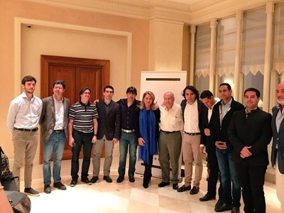 Responsables del OIJ y Ministros de juventud de Iberoamérica reunidos con Enrique García del Banco de Desarrollo de América Latina.