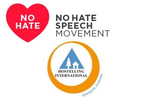 Logo de la Campaña del Consejo de Europa No Hate y de la Red de Albergues, REAJ